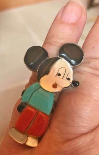 Vintage Disney Mickey Mouse Zuni Turquoise Ring 60s/70s 5/12 2