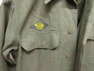 WWII US Army AC 8th AF wool shirt with gas flap 14 - 1/2 by 33. 2