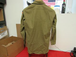 WWII US Army AC 8th AF wool shirt with gas flap 14 - 1/2 by 33. 4