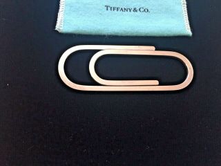 Authentic Vintage Tiffany & Co Sterling Silver Paper Clip Money Clip 3.  25 "