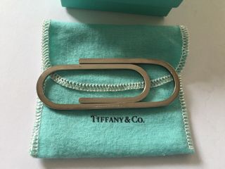 Authentic Vintage Tiffany & Co Sterling Silver Paper Clip Money Clip 3.  25 