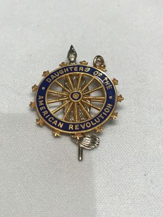 Vintage 14k Solid Gold Dar Daughters Of The American Revolution Pin Medal