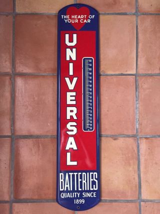 Large Universal Batteries Thermometer - Vintage 1950s Car Automotive Advertising