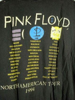 Vintage PINK FLOYD 1994 North American Tour T - Shirt Cut off sleeves Sz XL Black 5