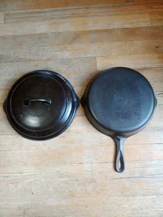 Vintage Griswold Erie Pa.  8 Cast Iron 704g Skillet With 1098c Lid.  Small Logo.
