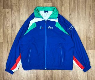 Vintage 1996 Asics Mens Italia Olympic Track Jacket | Atlanta 90s | 2xl Blue