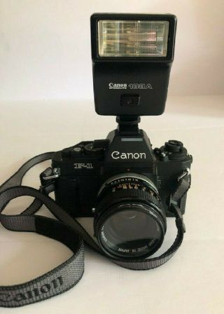 Vintage Canon F - 1 35mm Camera W/ Strap,  Bag 50mm 1:1.  4.  Japan