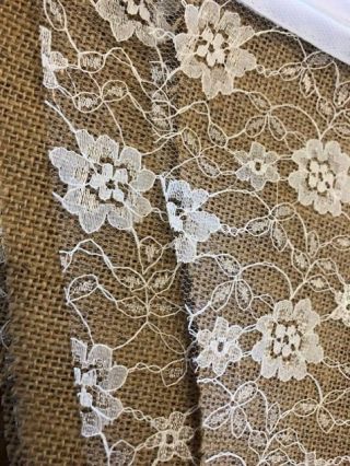 FABRIC HESSIAN CREAM LACE HANDMADE VINTAGE BUNTING.  WEDDINGS,  COUNTRY FLORAL 2