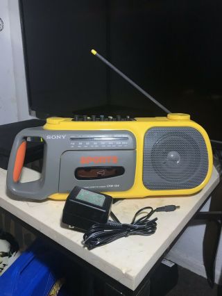 Vintage Sony Sports Yellow Boombox Sony Model Cfm - 104 Radio/cassette Player