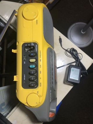 Vintage Sony Sports Yellow Boombox SONY Model CFM - 104 Radio/cassette Player 3