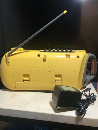 Vintage Sony Sports Yellow Boombox SONY Model CFM - 104 Radio/cassette Player 4