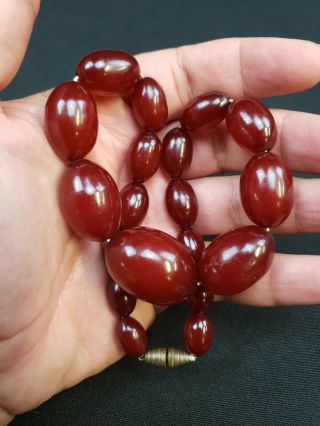 Wonderful Amber Cherry Bakelite Necklace 48 Grams 5
