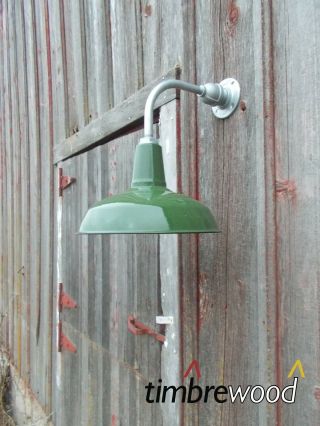 Vintage Barn 14 " Dome Shade Green Porcelain Gas Station Industrial Wall Light