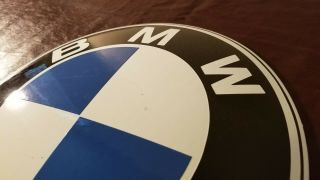 VINTAGE BMW DEALERSHIP PORCELAIN GAS AUTOMOBILE SERVICE STATION CONVEX SIGN 3