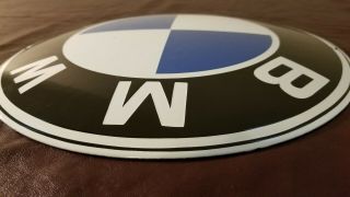 VINTAGE BMW DEALERSHIP PORCELAIN GAS AUTOMOBILE SERVICE STATION CONVEX SIGN 8
