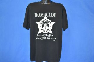 vintage 80s CHICAGO POLICE HOMICIDE OUR DAY BEGINS WHEN YOUR DAY ENDS t - shirt XL 2