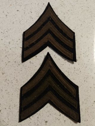 Us Army Pre To Early Ww2 Sergeant Rank Patch Pair,  Applied Wool On Wool.