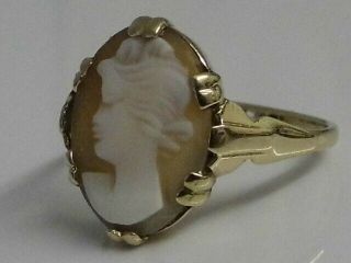 A Lovely Vintage Hallmarked 9ct Solid Gold Ladies Cameo Dress Ring Uk Size L