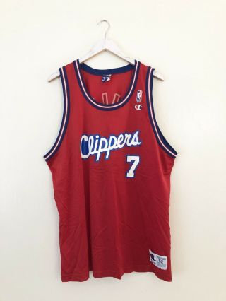 Vintage Los Angeles Clippers Lamar Odom 7 Champion Jersey Red Size Xx - Large 52