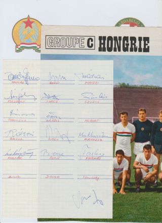 Hungary Fifa World Cup 1966 Rare Squad 18 X Autographs Signatures