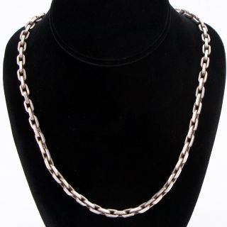 Vtg Silver Sterling - Mexico Elongated Cable Chain Link 21.  25 " Necklace - 64g