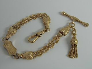 A Stunning Vintage Victorian 9ct Rose Gold Albert Watch Chain Charm Bracelet