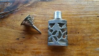 Vintage Sterling Silver Perfume Bottle W/sterling Funnel