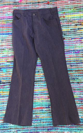 Vintage Levis Big E Pinstripe Flare Sta Prest Blue Pants Men’s 34 X 31