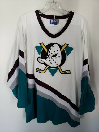 Rare Vintage 90s Starter Nhl Anaheim Mighty Ducks Hockey Jersey Men L Disney Era