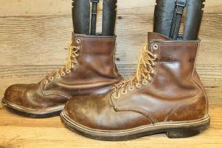 Red Wing Vtg Mens Brown Steel Toe Leather Lace Up Work Boots Sz 12 D