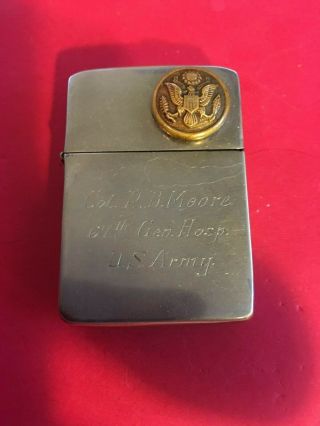 Vintage Zippo Lighter Pat.  2032695 4 Barrel 14 Hole Chimney Us Army Seal