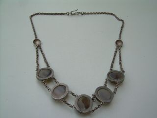 Antique Arts & Crafts? Silver Cabochon Agate Necklace & Earring Suite. 6