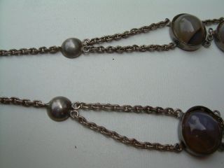 Antique Arts & Crafts? Silver Cabochon Agate Necklace & Earring Suite. 7