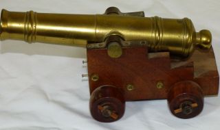 Vintage Brass Cast Iron Black Powder Signal Cannon 7.  5 " Barrel 1/2 " Bore