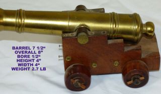 Vintage Brass Cast Iron Black Powder Signal Cannon 7.  5 