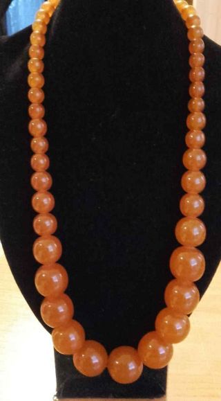 Impressive Vintage 65g Baltic Amber Necklace Russian,  Perfect Round Beads