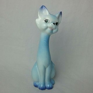 Norcrest Vintage Blue Cat Ceramic Porcelain Figurine Made In Japan Kitty