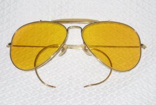 Vintage B&l Ray Ban Outdoorsman Aviator Ambermatic Sunglasses Wrap Around 58mm