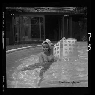 Camera Negative Bunny Yeager Vintage Pin Up Model At Pool Party Florida