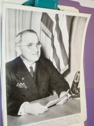 Wwii Ap Wire Photo President Truman Announces German Surrender 5/8/45 Dsp534a