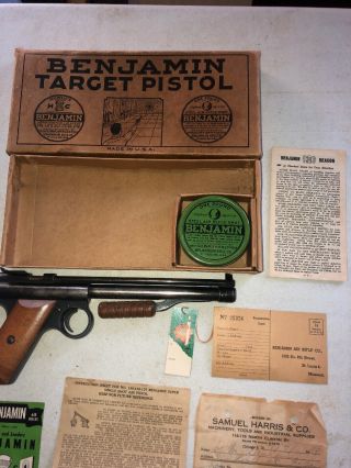 Vintage Benjamin Franklin BB Cal.  model 130 air pistol And BBs USA 4