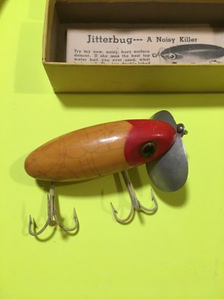 Early Wood 1939 - 40 First Generation Fred Arbogast Jitterbug Fishing Lure & Box 2