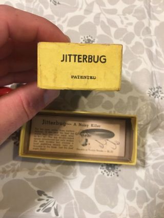 Early Wood 1939 - 40 First Generation Fred Arbogast Jitterbug Fishing Lure & Box 5