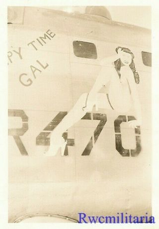 Org.  Nose Art Photo: Us Navy Pb4y Bomber " Happy Time Gal "