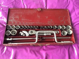 Vintage Bedford Socket Set Bs Af Spanner Wrench English Classic Car Tool Kit