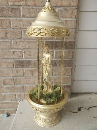 Vintage Oil Rain Table Lamp 30 " Creators Nude Greek Goddess Metal Great
