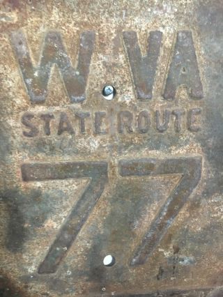 West Virginia WV VINTAGE U.  S.  ROUTE 77 EMBOSSED STEEL ROAD SIGN 3