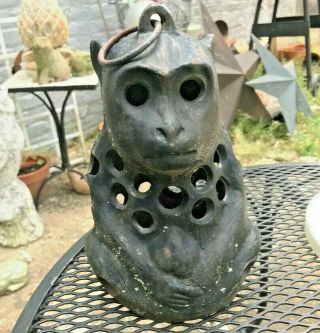 Vintage Japanese Cast Iron Monkey Lantern From Momotaro Folktale