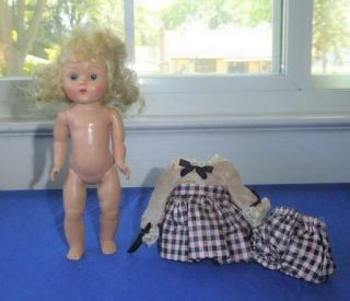 VINTAGE 1950 ' S VOGUE GINNY DOLL STRUNG STRAIGHT LEG TAGGED DRESS 6