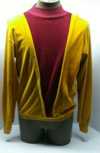 Vtg 60s 70s Sears Velour Shirt Tunic Lost In Space Tv Style Mens L
